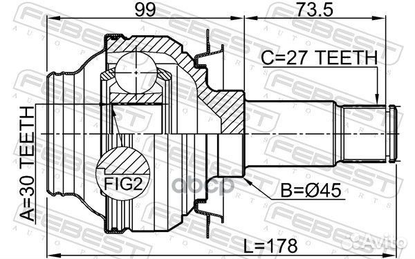 Шрус внутр задний mercedes benz GLK-class 204 2