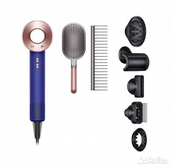 Фен Dyson Supersonic HD07 с футляром, синий, розов