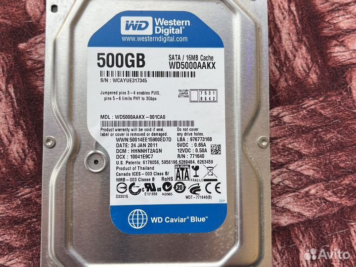Жесткий диск western digital 500gb