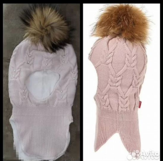 Шапка шлем зимняя для девочки 52 54