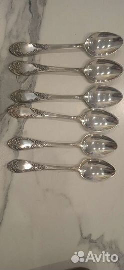 Набор 6 столовых ложек мельхиор