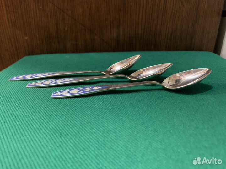 Чайные ложки СССР. Мельхиор/эмаль