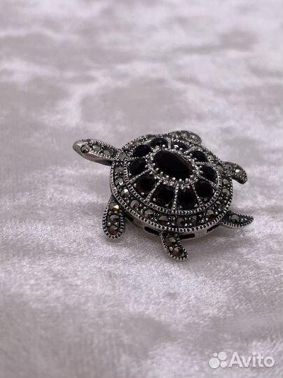 Винтаж брошь черепашка серебро
