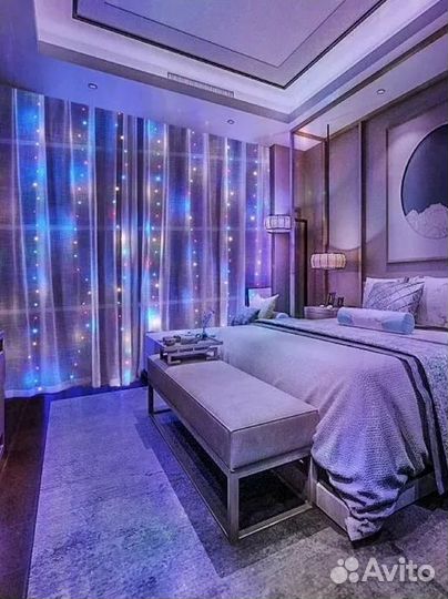 Гирлянда Штора (на окно). Гирлянда занавес. Новая