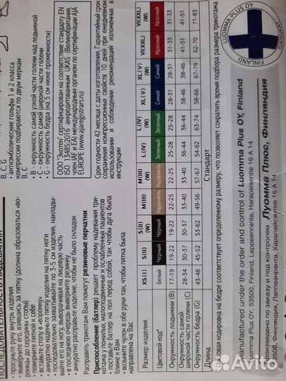 Компрессионные чулки 1 класс