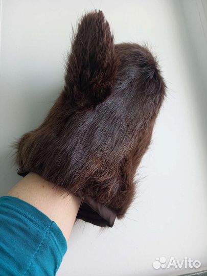 Варежки непромокаемые бобровые натуральный мех