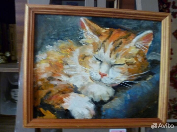 Картина маслом Рыжий котик