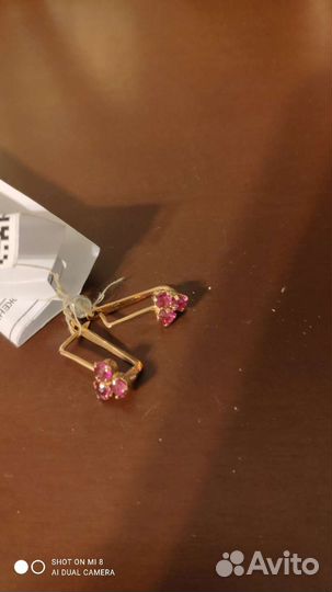 Серьги золотые 583 александрит,корунд советские