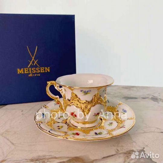 Meissen Чайная кофейная пара meissen белая фарфор