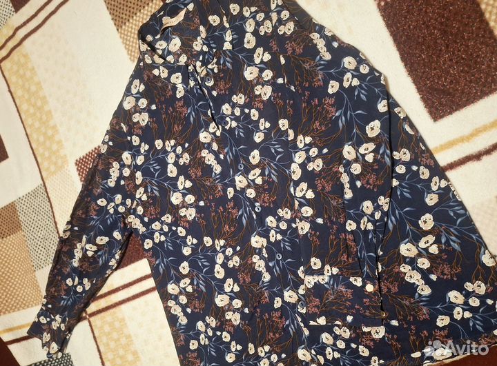 Рубашка женская Lc Waikiki. Синяя с цветочным прин