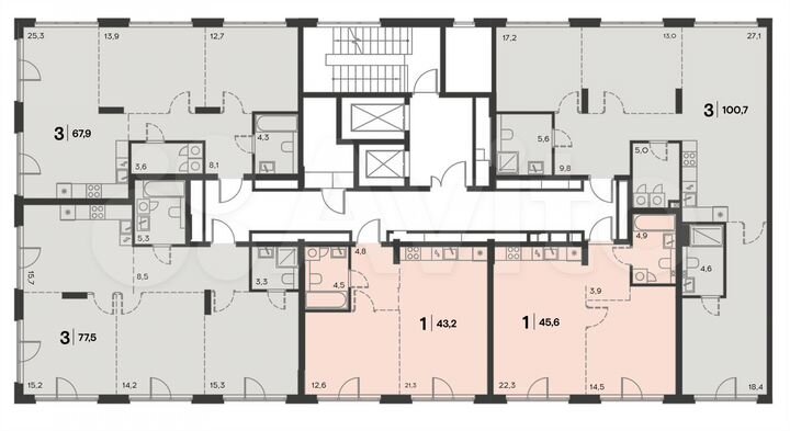 3-к. квартира, 77,5 м², 6/17 эт.