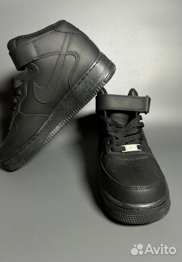 Кроссовки Nike Air Force 1 Mid Black Люкс