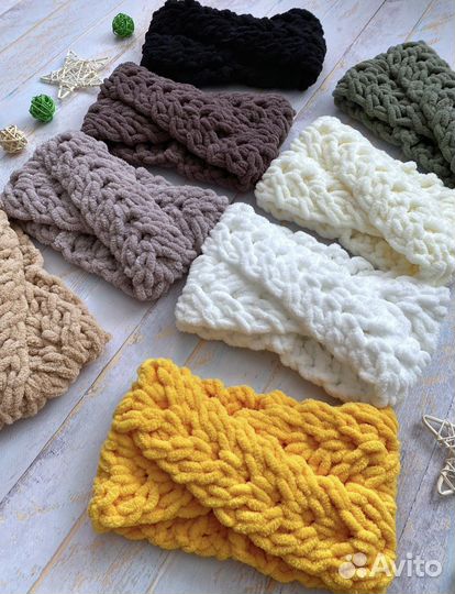 Повязка на голову женская из ализе пуффи