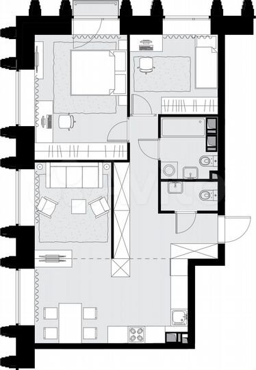 3-к. апартаменты, 66,8 м², 13/25 эт.