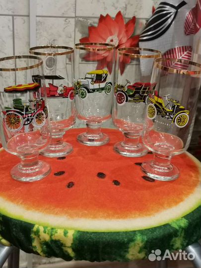 Фужеры стекло ссср(с рэтро авто)