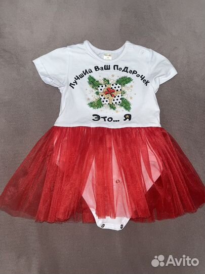 Платье боди новогоднее 74