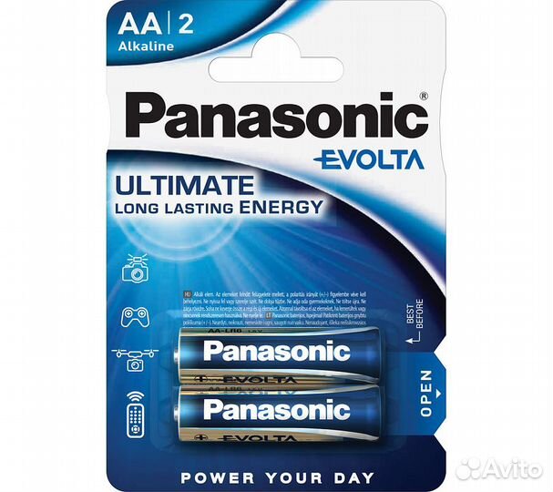 Батарейки Panasonic LR6EGE/2BP AA щелочные Evolta