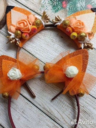 Ободок для волос ручной работы (лисьи ушки)