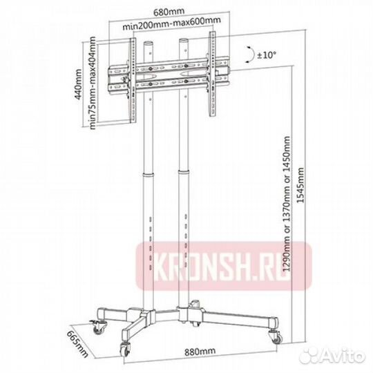 Стенд для телевизора itechmount T1028TE (чёрный)