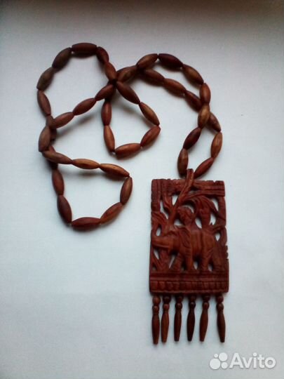 Сандаловое дерево кость стекло колье кулон бусы