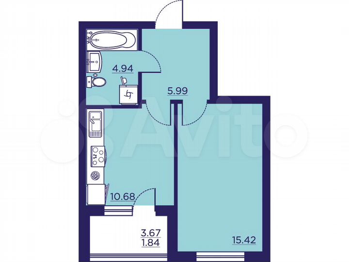 1-к. квартира, 38,9 м², 2/18 эт.