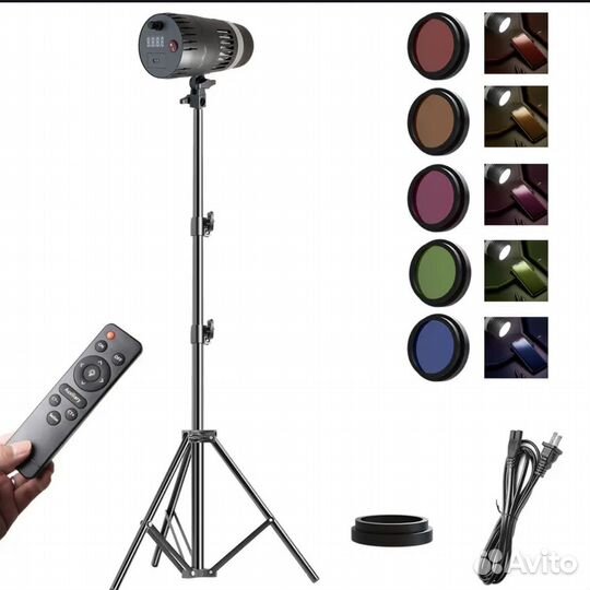 Видеосвет YM80 с цветными фильтрами на штативе
