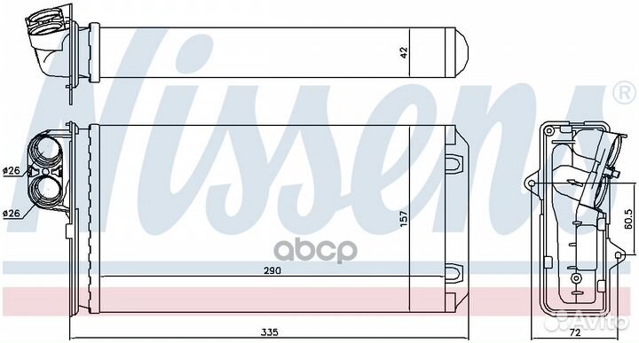 Радиатор отопителя 289x157 72937 Nissens