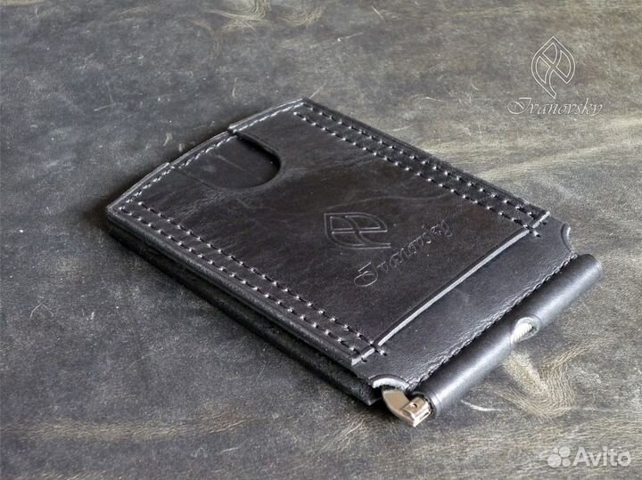 Зажим для денег из натуральной кожи