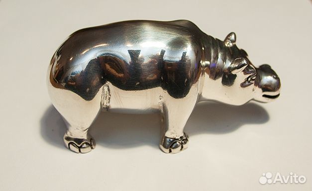 Бегемот 5х10 см посеребрение