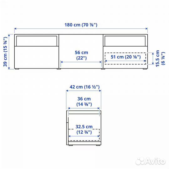 Бесто Тумба икеа Оригинал 180x42x39 см