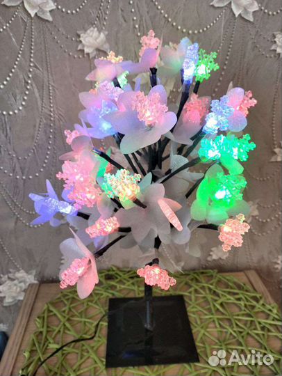 Новогодняя иллюминация винтаж Дерево в снежинках