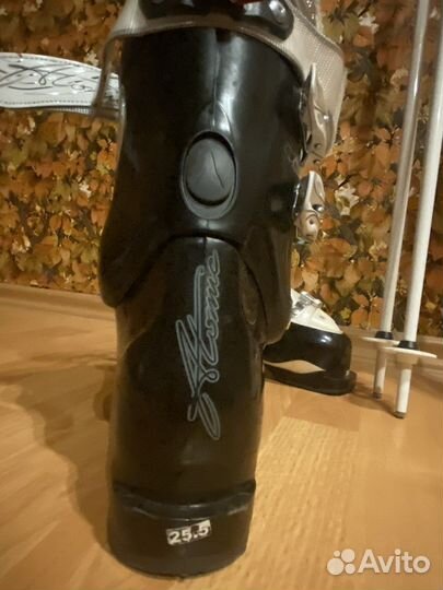 Горнолыжное снаряжение: ботинки, лыжи, палки