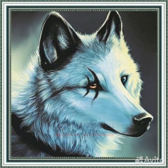 Алмазная мозаика 30x30 Волк со шрамом