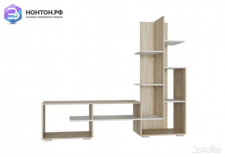 Стенка Соло-14 дуб сонома светлый / белая шагрень