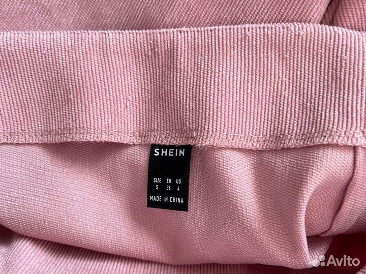 Розовая вельветовая мини юбка S