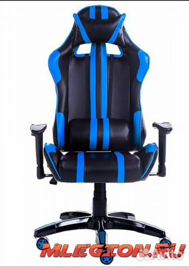 Игровое кресло с механизмом лежания (Синей-Черный)