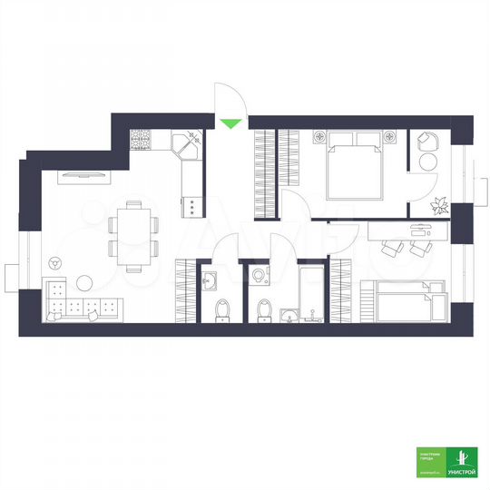 3-к. квартира, 60,8 м², 6/9 эт.