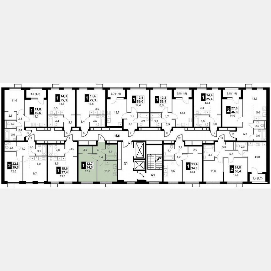 1-к. квартира, 34,3 м², 2/16 эт.