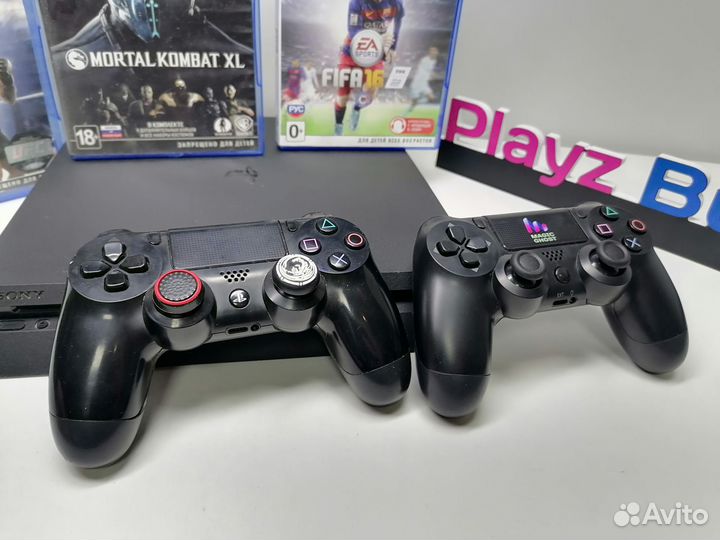 PS4 Slim +2джойстика,игры на дисках
