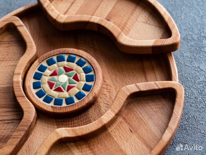 Тарелка из бука новая разборная + мастика