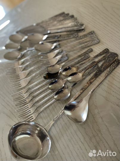 Набор столовых приборов СССР посеребренный