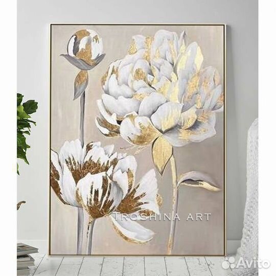 Картина маслом на холсте с золочением