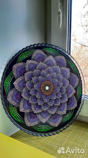 Блюдо стеклянное роспись