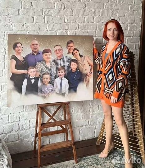 Портрет по фото на холсте