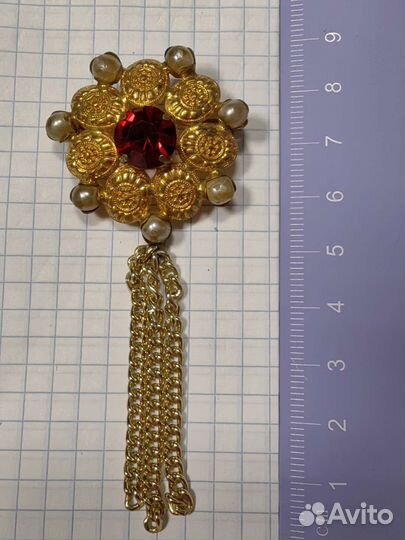 Винтаж Брошь-Брошка времен СССР с подвеской Металл