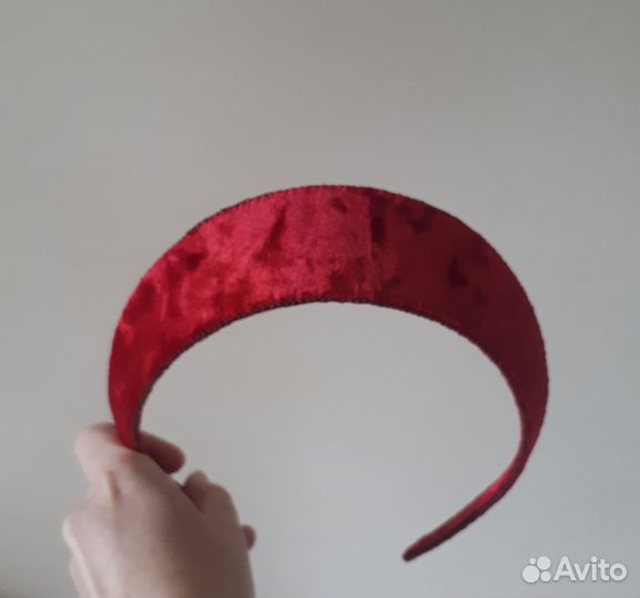 Кокошник алый бархатный Ободок женский