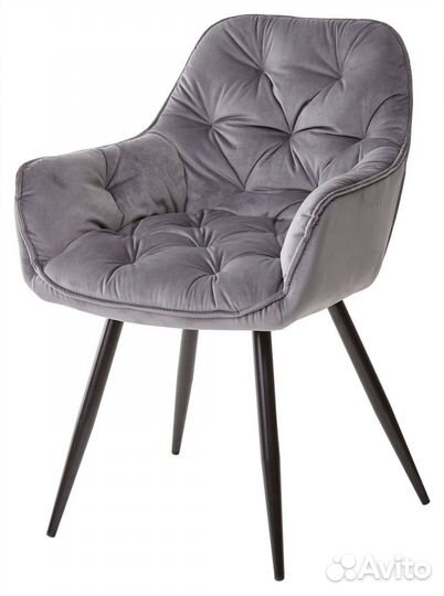 Стул malta bluvel-14 grey черный/тк. велюр серый