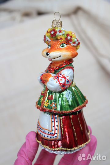 Елочные игрушки Irena Лиса в веночке