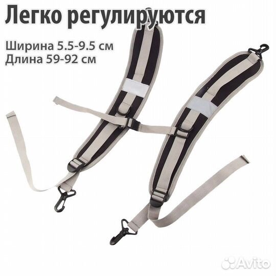 Плечевые ремни / лямки сменные для рюкзака и сумки на карабинах серо-черные