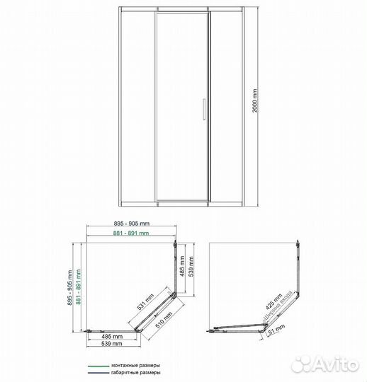 Душ. уголок wasserkraft 90x90 Призма 86s11